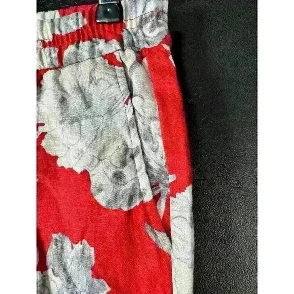 Kut from the Kloth Shorts Womens Size 0 Red Floral Linen Pull On Beachy Boho - Picture 2 of 5